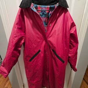 Vintage Lillian Lorow Designs Burgundy Raincoat Plaid Flannel Lined Size M